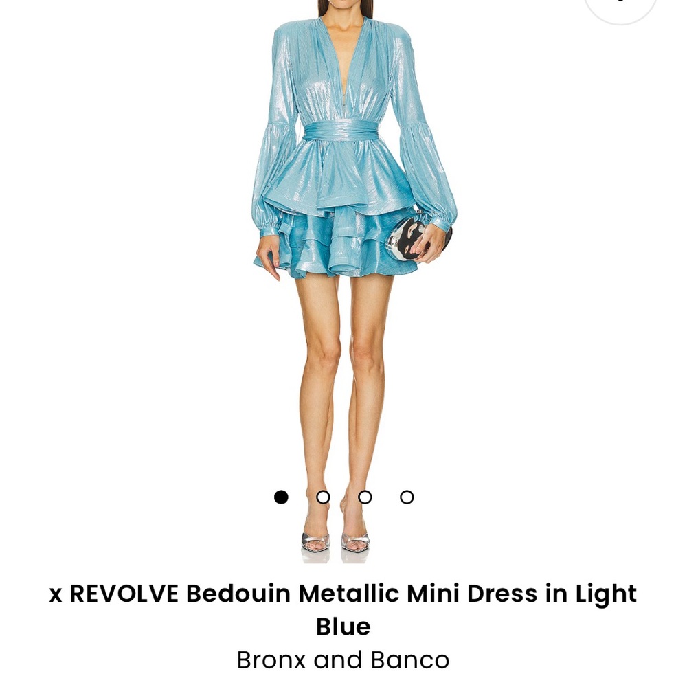 Bronx and Banco Shimmering Powder Blue Tiered Mini Dress